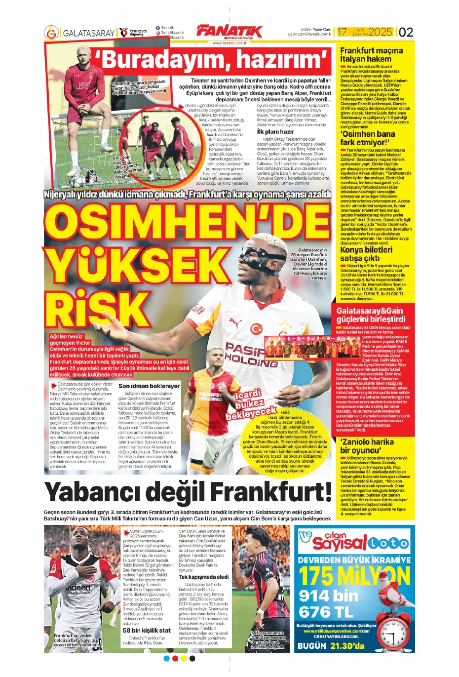 "Okan Buruk'un İlkay-Sane planı" | Sporun manşetleri - 19