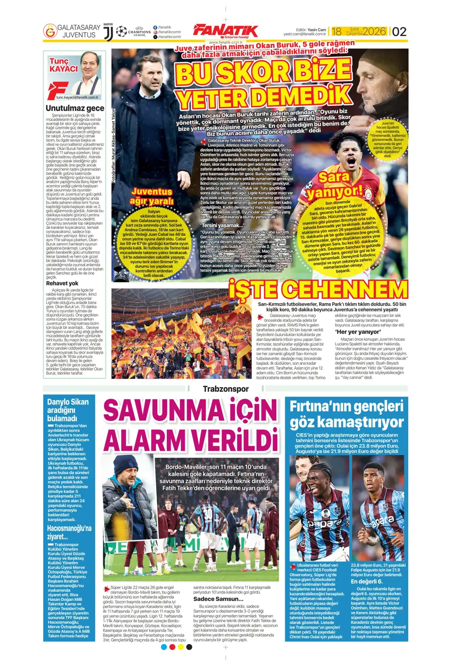 "Aslan Juve'yi perişan etti" | Sporun manşetleri - 14