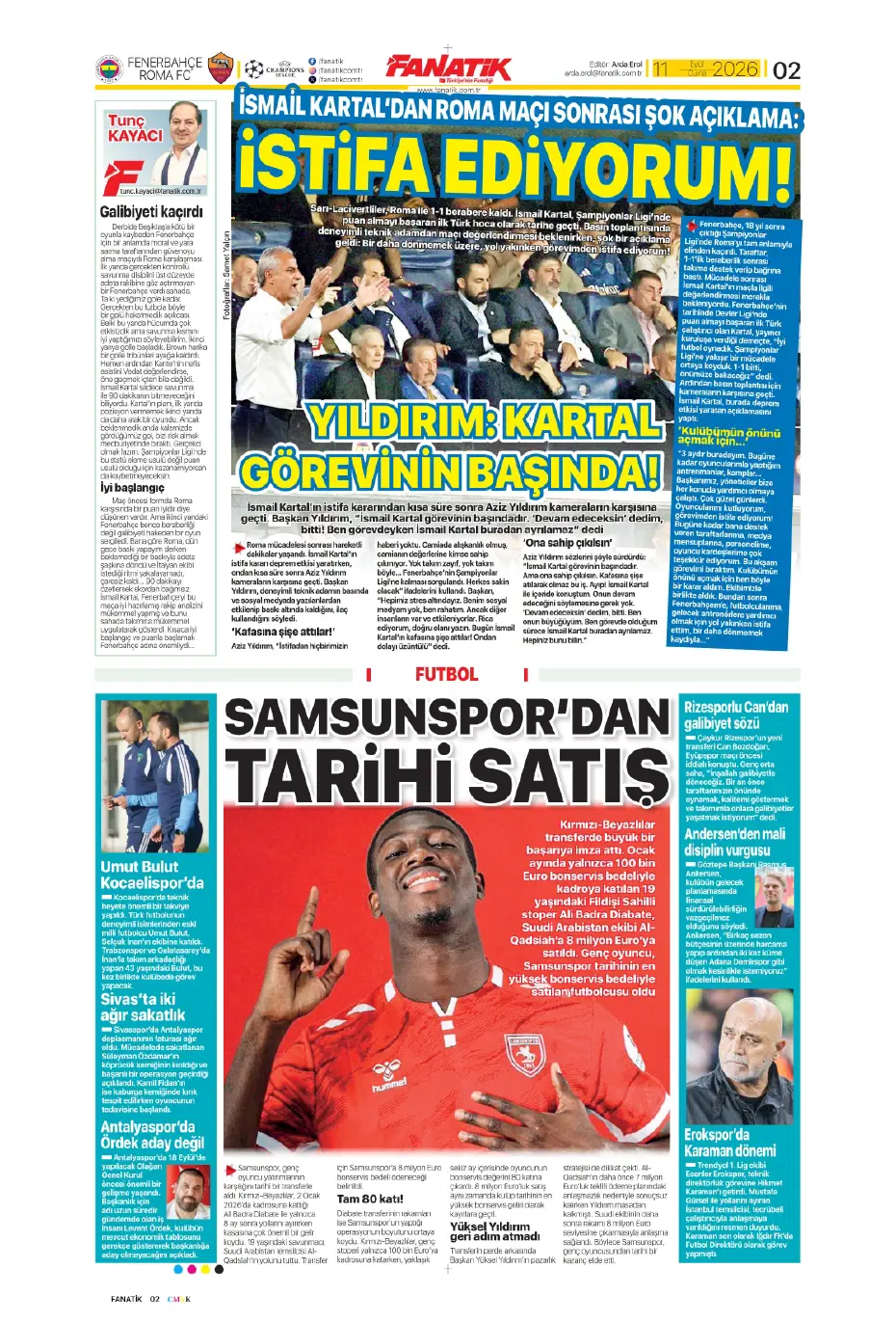 "İsmail Kartal gitti, geldi" | Sporun manşetleri - 17