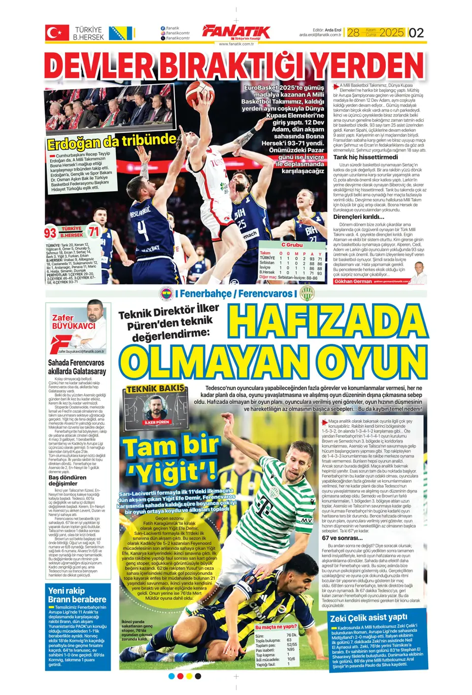 "Avrupa'nın lideri Samsunspor" | Sporun manşetleri - 31