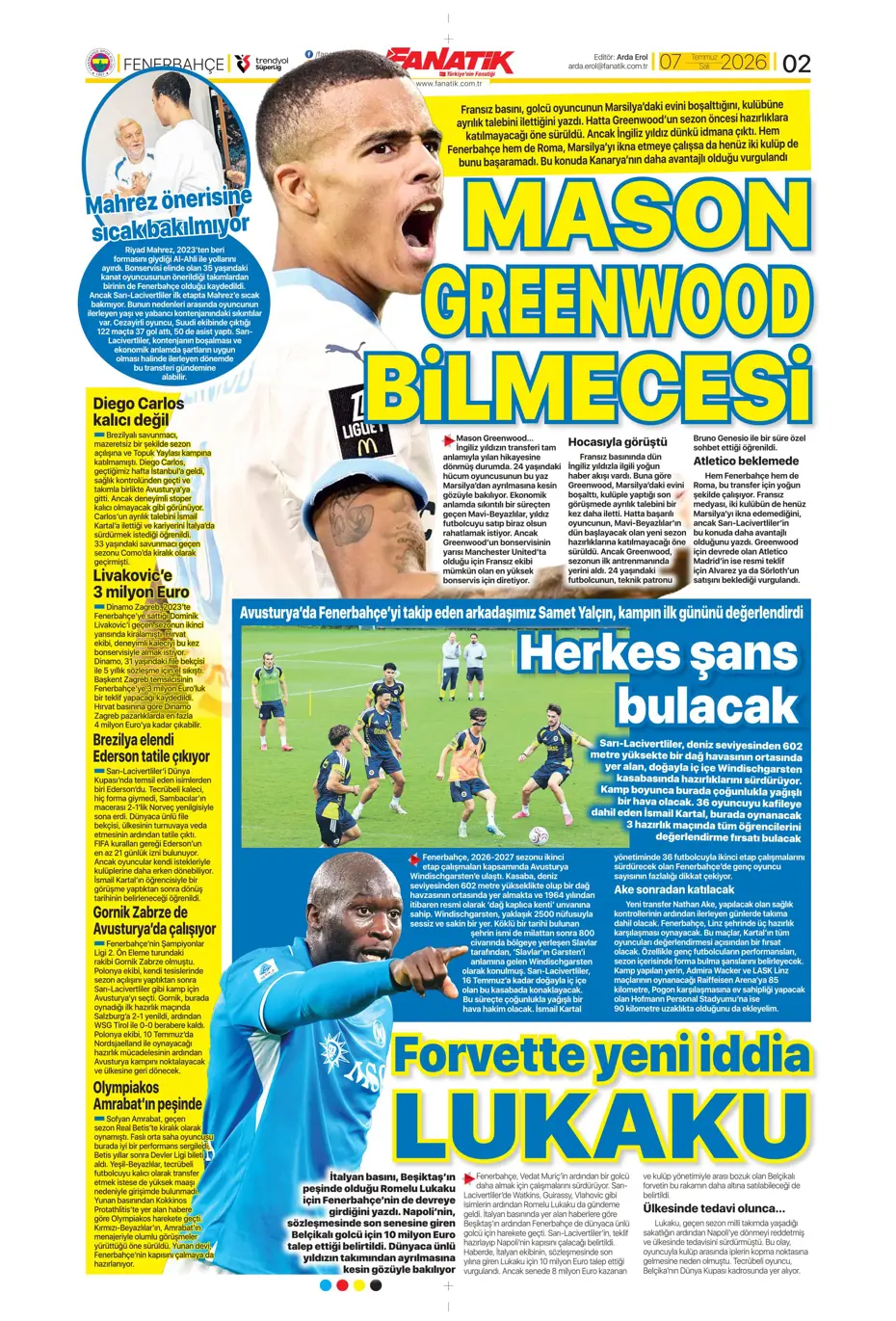 "Ve Greenwood, Fenerbahçe'de" | Sporun manşetleri - 15