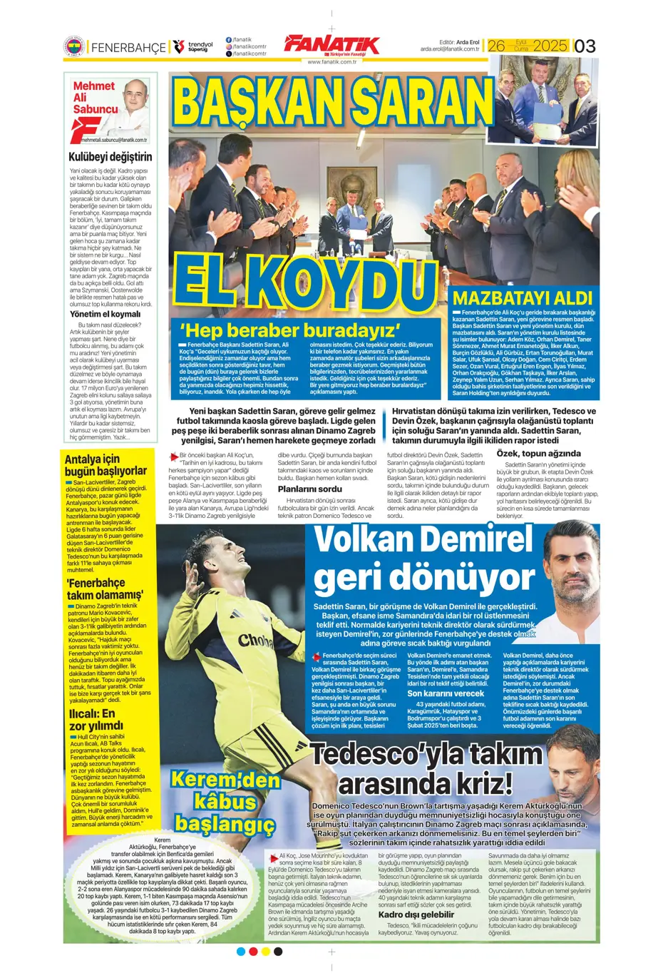 "Volkan Demirel'den Fenerbahçe'ye cevap" | Sporun manşetleri - 30