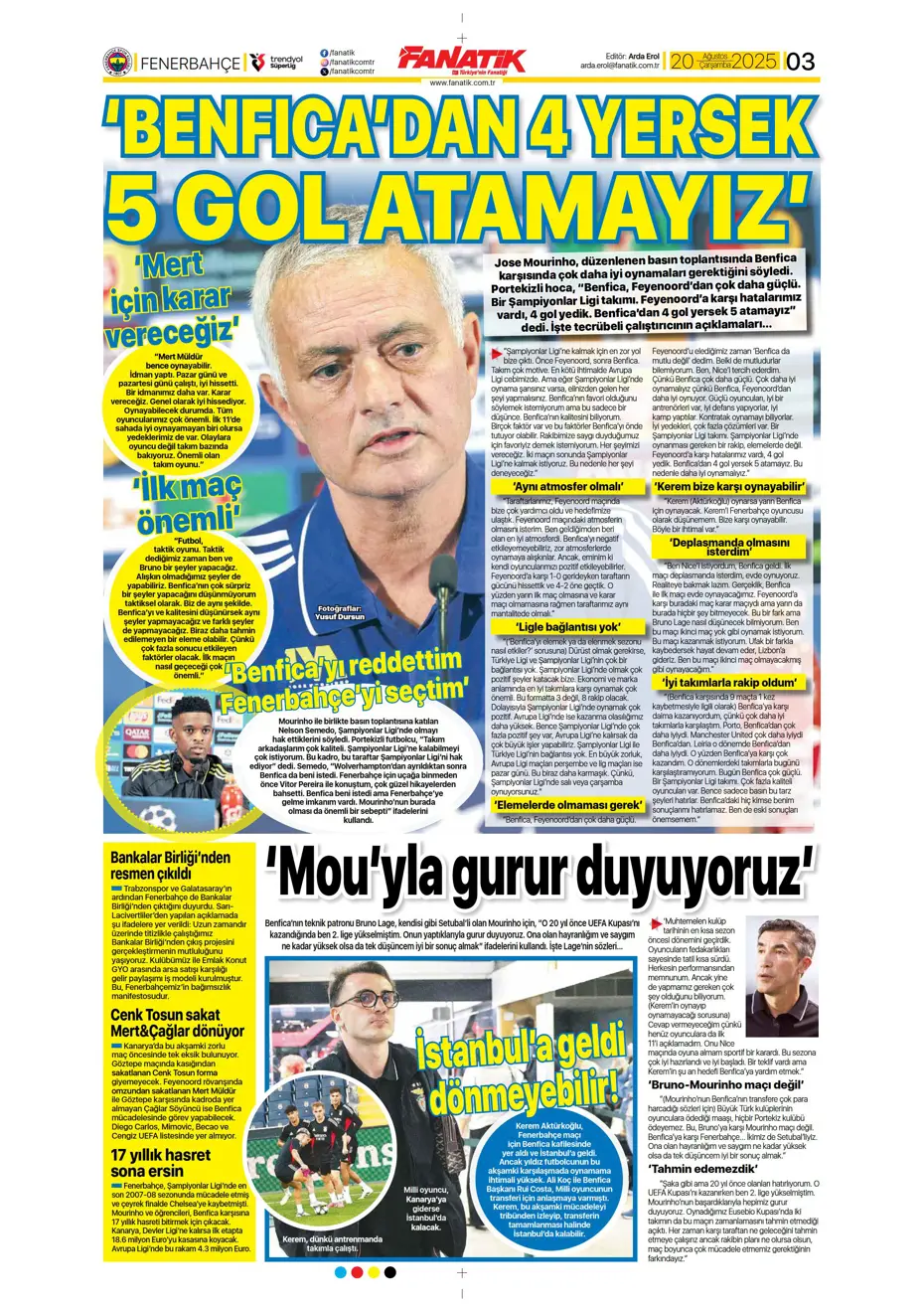 "Fenerbahçe'den Nene sonrası bir transfer daha" | Sporun manşetleri - 29