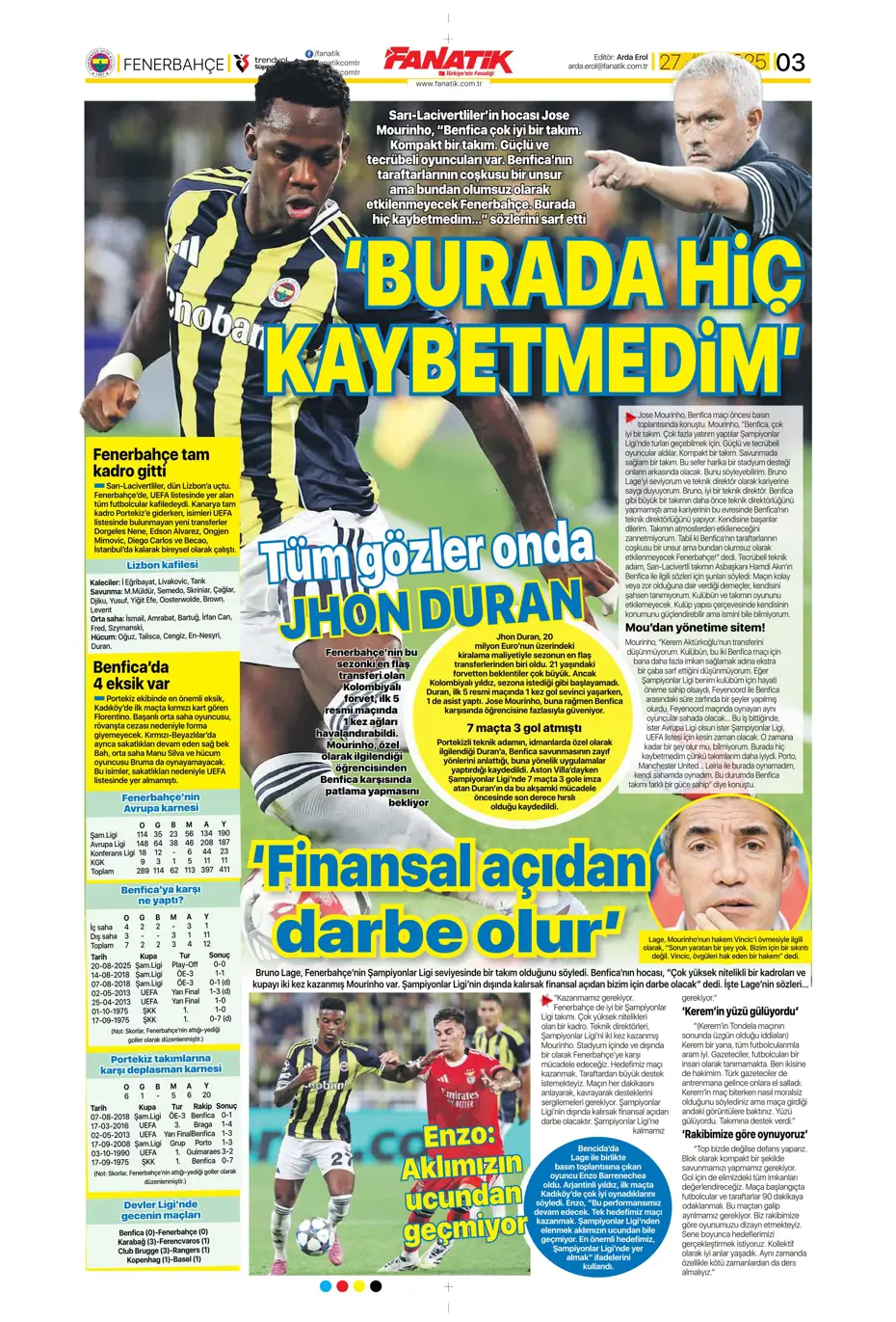 "Fenerbahçe'den 850 milyon euroluk tarihi hamle" | Sporun manşetleri - 28