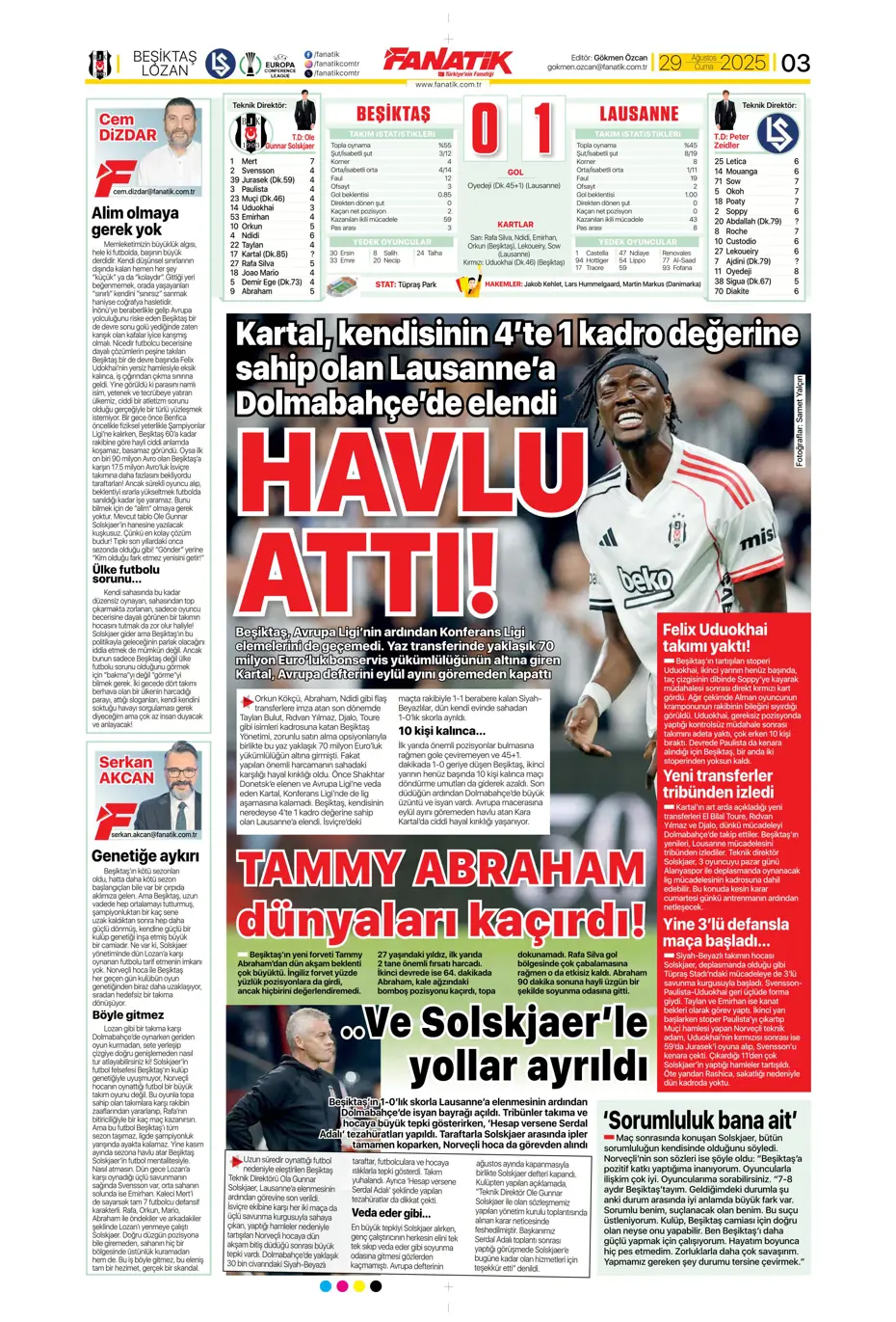 "Avrupa da gitti Solskjaer de" | Sporun manşetleri - 31