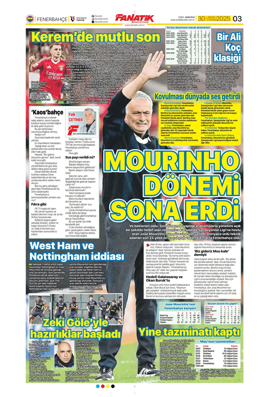 "Jose Mourinho'nun yerine 4 aday" | Sporun manşetleri - 29