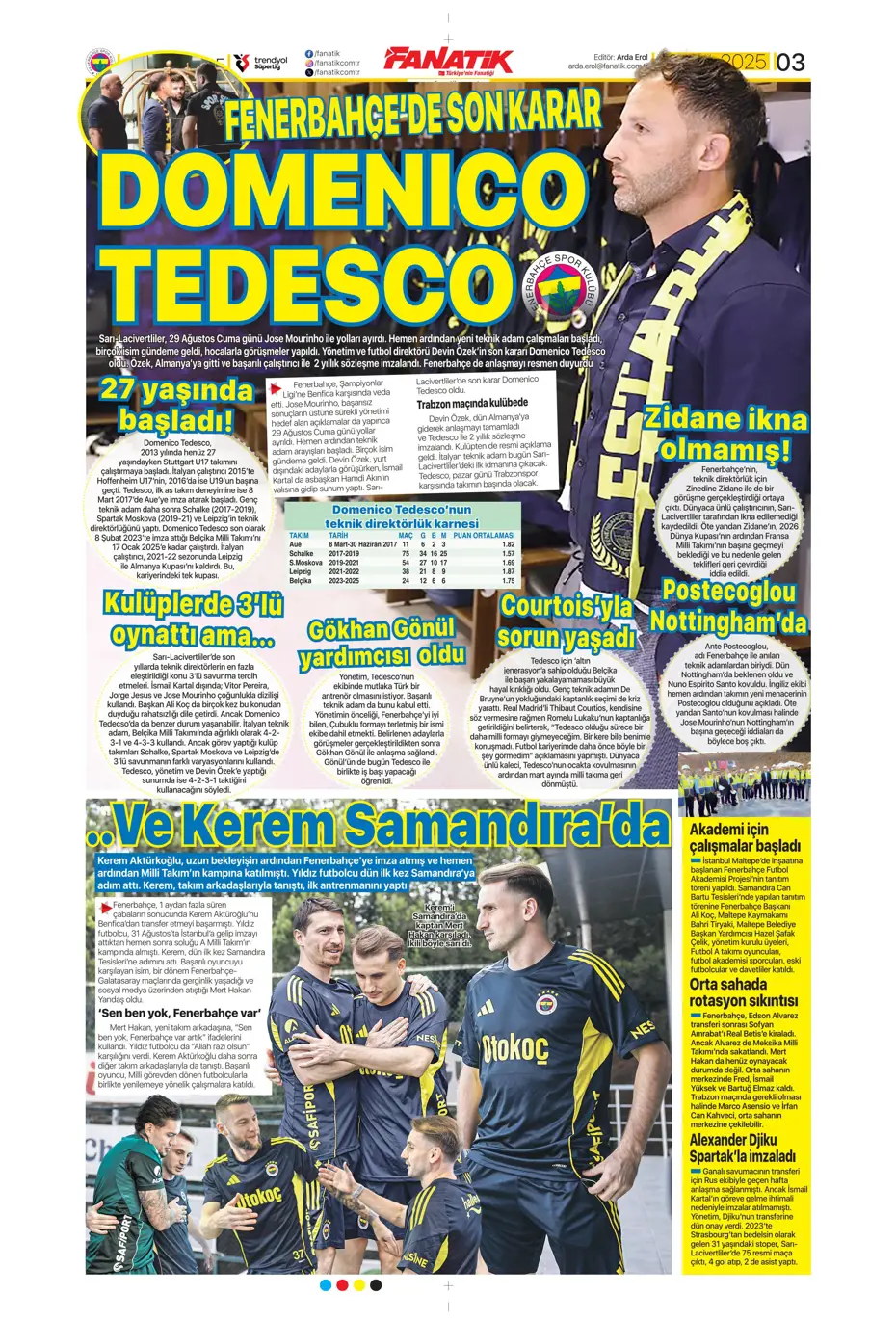 "Mühendislik harikası Domenico Tedesco" | Sporun manşetleri - 21