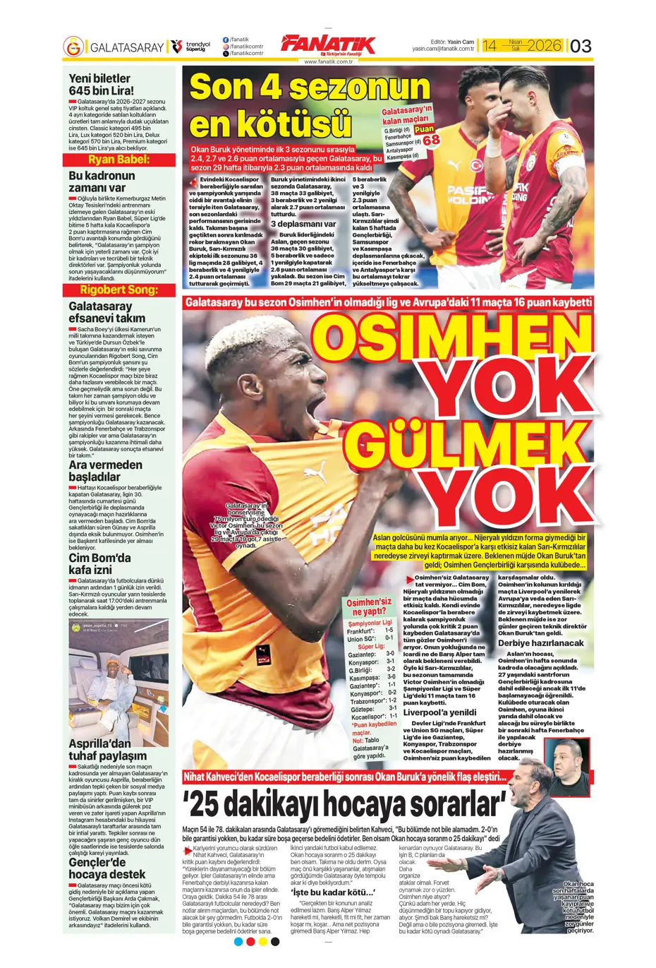 Tedesco takımdan ayrılmasına izin verdi, Fenerbahçe'ye veda ediyor | Sporun manşetleri - 36