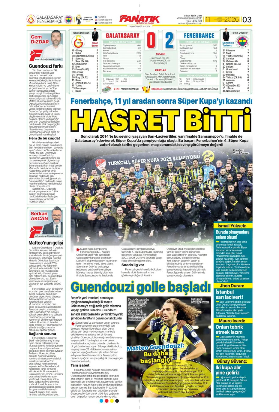"Fenerbahçe'de volkanik patlama" | Sporun manşetleri - 34
