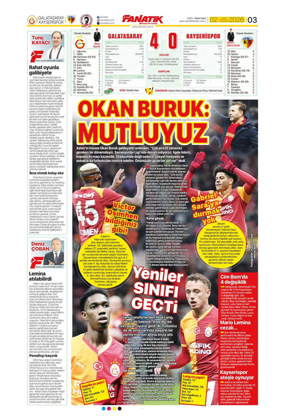 "Lookman peşinata kurban gitti" | Sporun manşetleri - 36