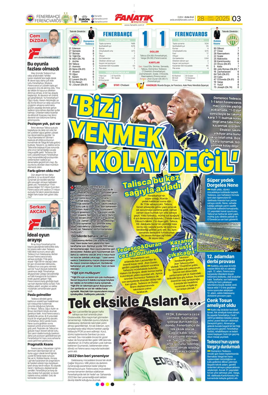 "Avrupa'nın lideri Samsunspor" | Sporun manşetleri - 30