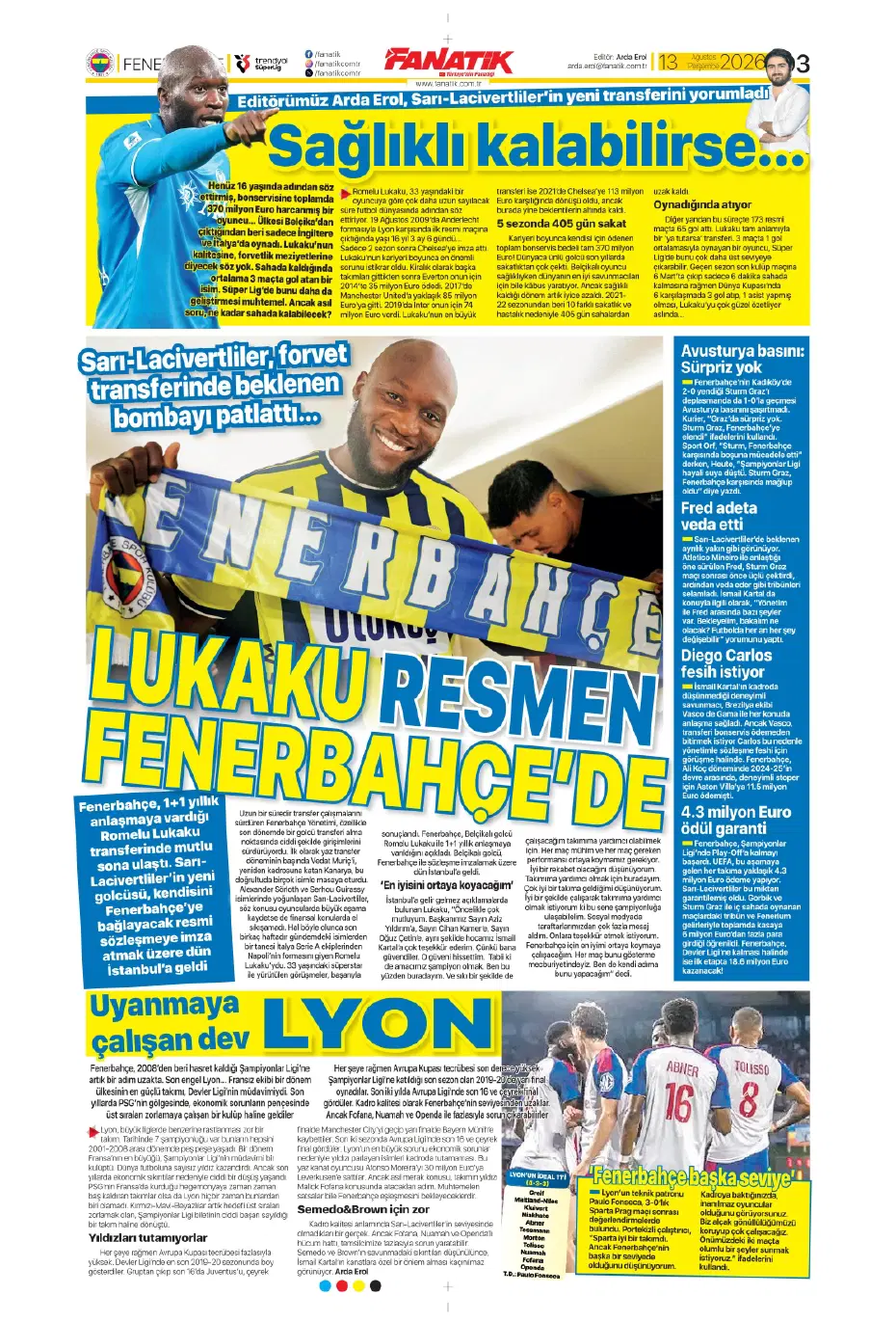 Yüksel Yıldırım, Fenerbahçe'den flaş bir transfer yapıyor | Sporun manşetleri - 13 Yüksel Yıldırım, Fenerbahçe'den flaş bir transfer yapıyor | Sporun manşetleri - 13