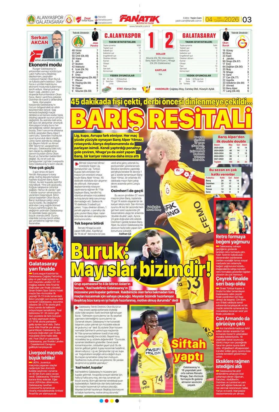 "Anlaşma tamam, sezon sonunda Fenerbahçe'den ayrılıyor" | Sporun manşetleri - 23 "Anlaşma tamam, sezon sonunda Fenerbahçe'den ayrılıyor" | Sporun manşetleri - 23