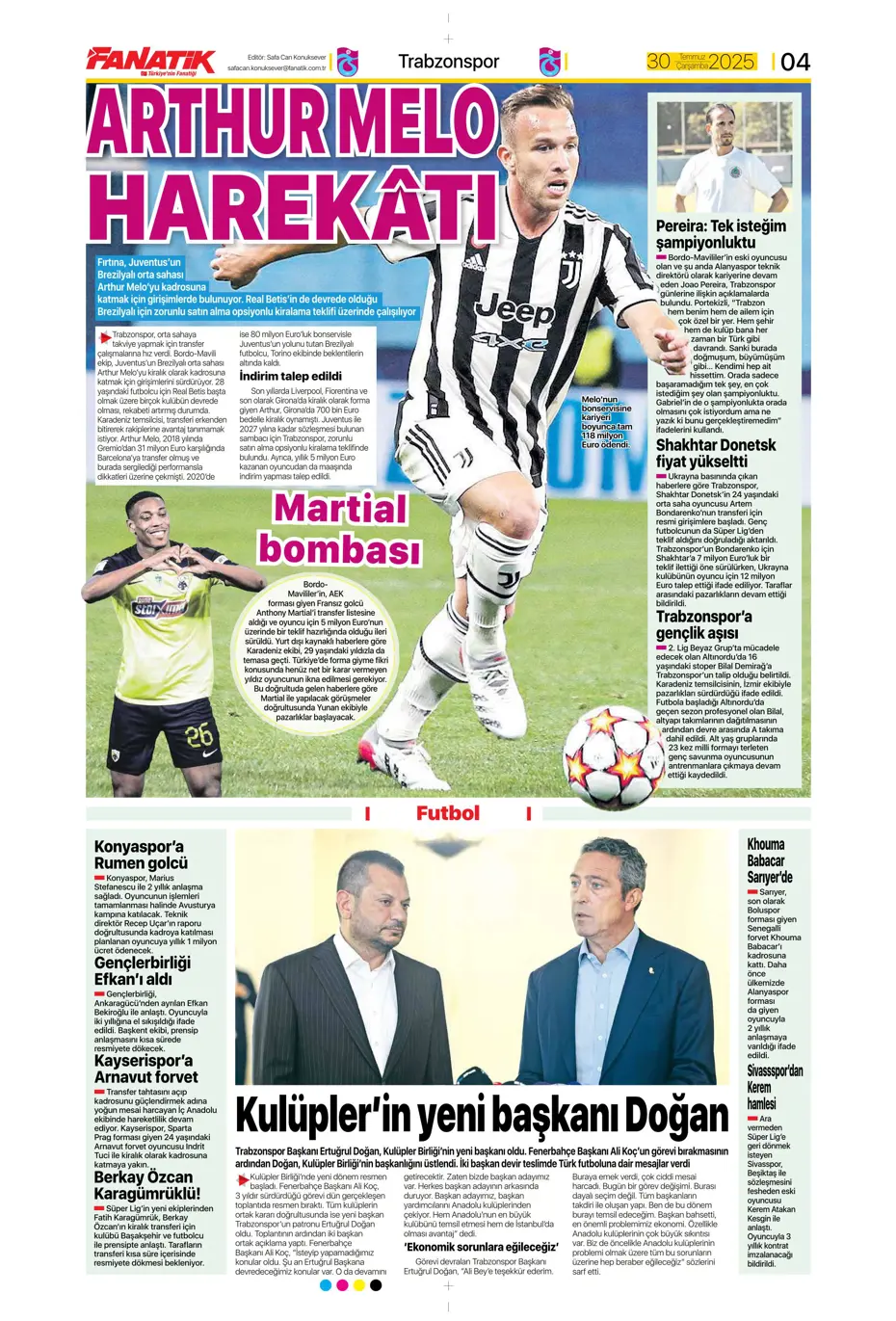"Beşiktaş'ta Sergen Yalçın ve Mancini bombası" | Sporun manşetleri - 26