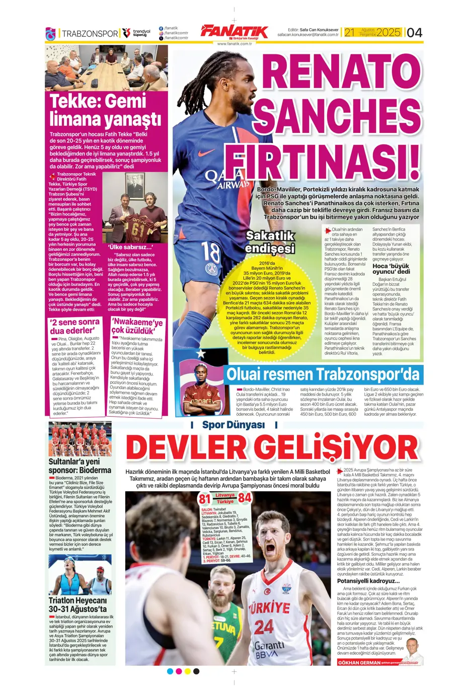 "Benfica'yı Kadıköy'de salladık ama yıkamadık" | Sporun manşetleri - 29