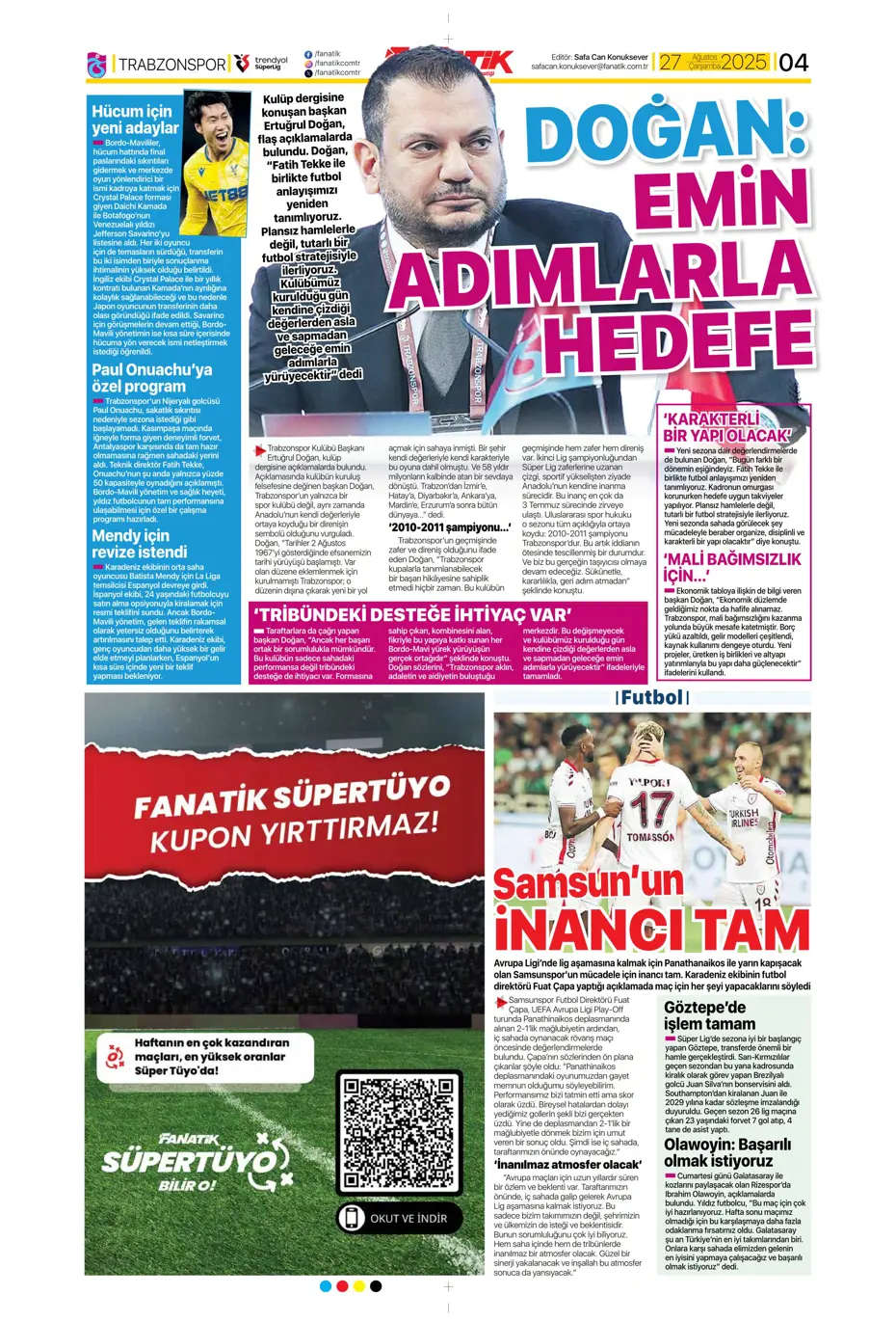 "Fenerbahçe'den 850 milyon euroluk tarihi hamle" | Sporun manşetleri - 27