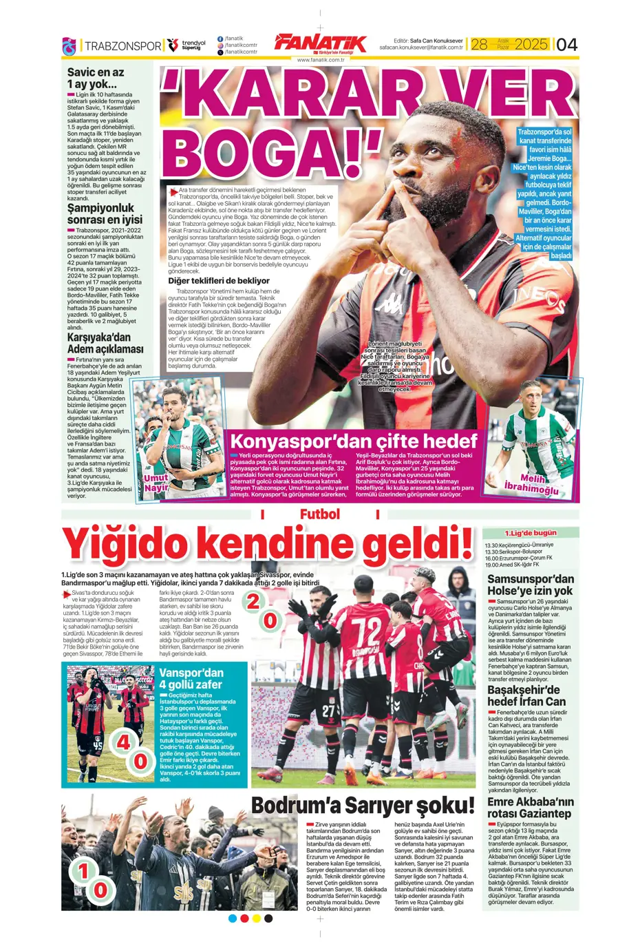 "Fenerbahçe'ye Szymanski piyangosu: Kabul ettiler" | Sporun manşetleri - 28 "Fenerbahçe'ye Szymanski piyangosu: Kabul ettiler" | Sporun manşetleri - 28