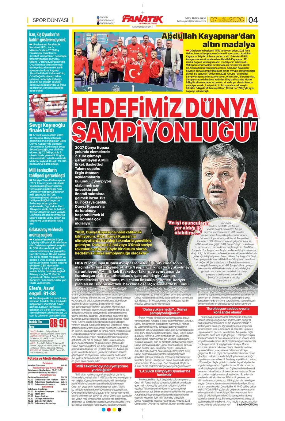 "Tedesco'ya Alman ve İtalyan markajı" | Sporun manşetleri - 14