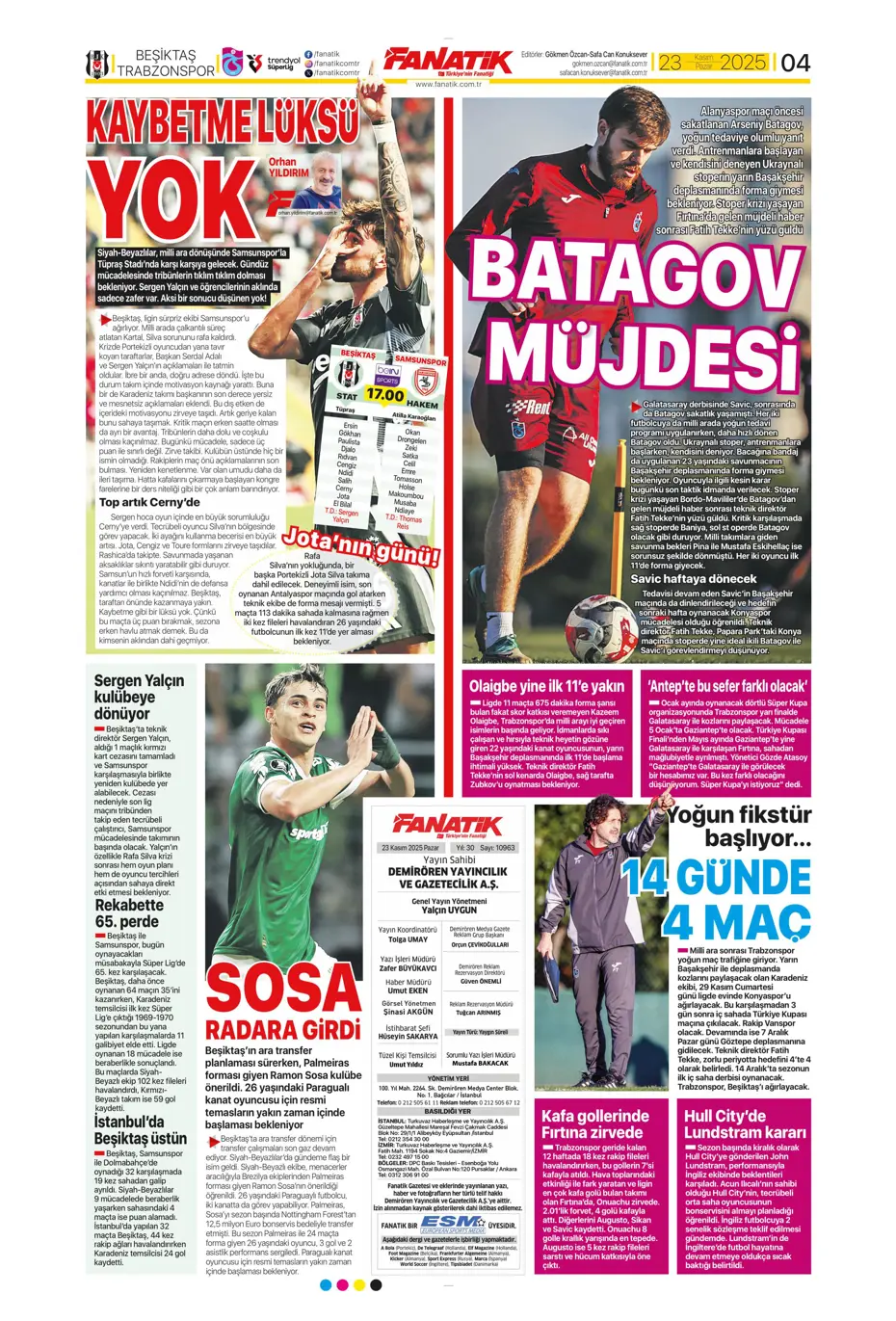 "Jadon Sancho bedavaya Fenerbahçe'ye" | Sporun manşetleri - 20