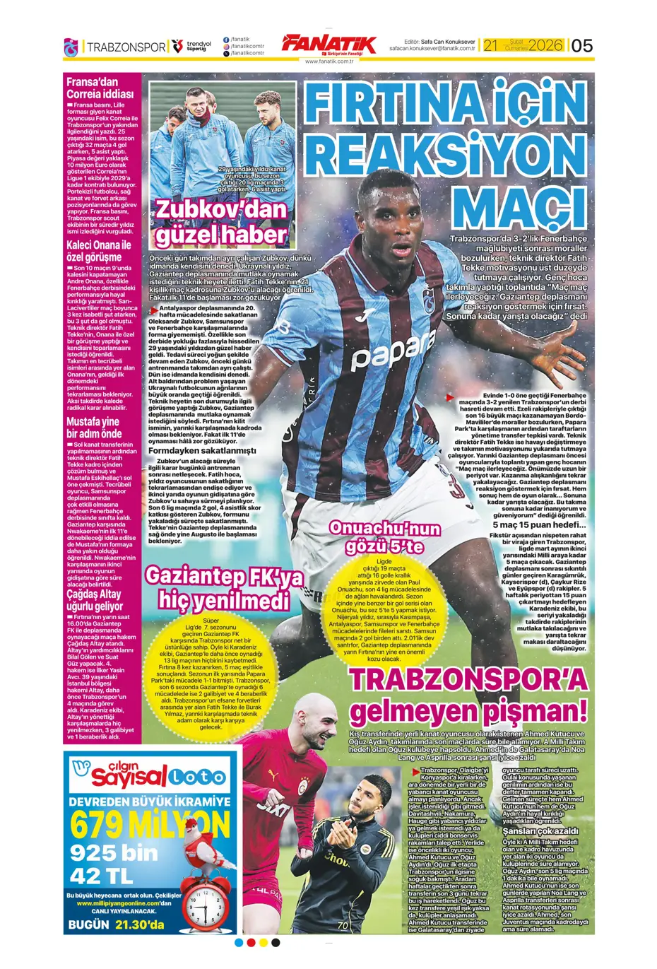 "İlk transfer Altay Bayındır" | Sporun manşetleri - 26