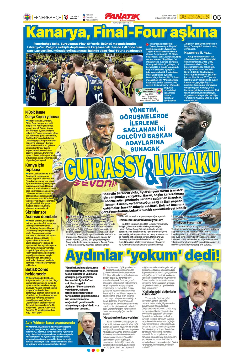 Sadettin Saran giderayak 3 yıldızı Fenerbahçe'ye kazandırıyor | Sporun manşetleri - 18 Sadettin Saran giderayak 3 yıldızı Fenerbahçe'ye kazandırıyor | Sporun manşetleri - 18
