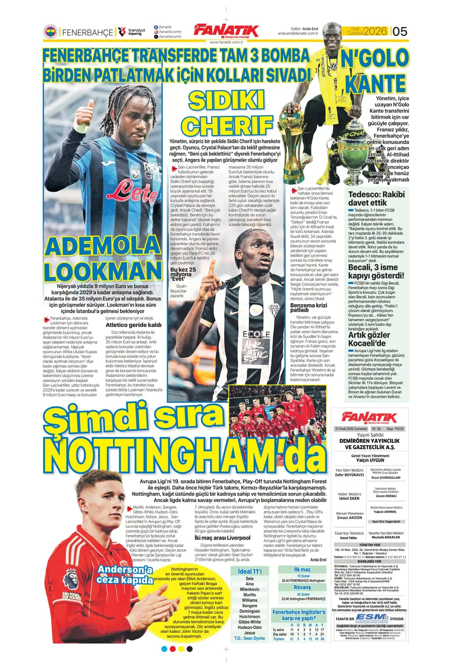 "Lookman, Fenerbahçe'de" | Sporun manşetleri - 26