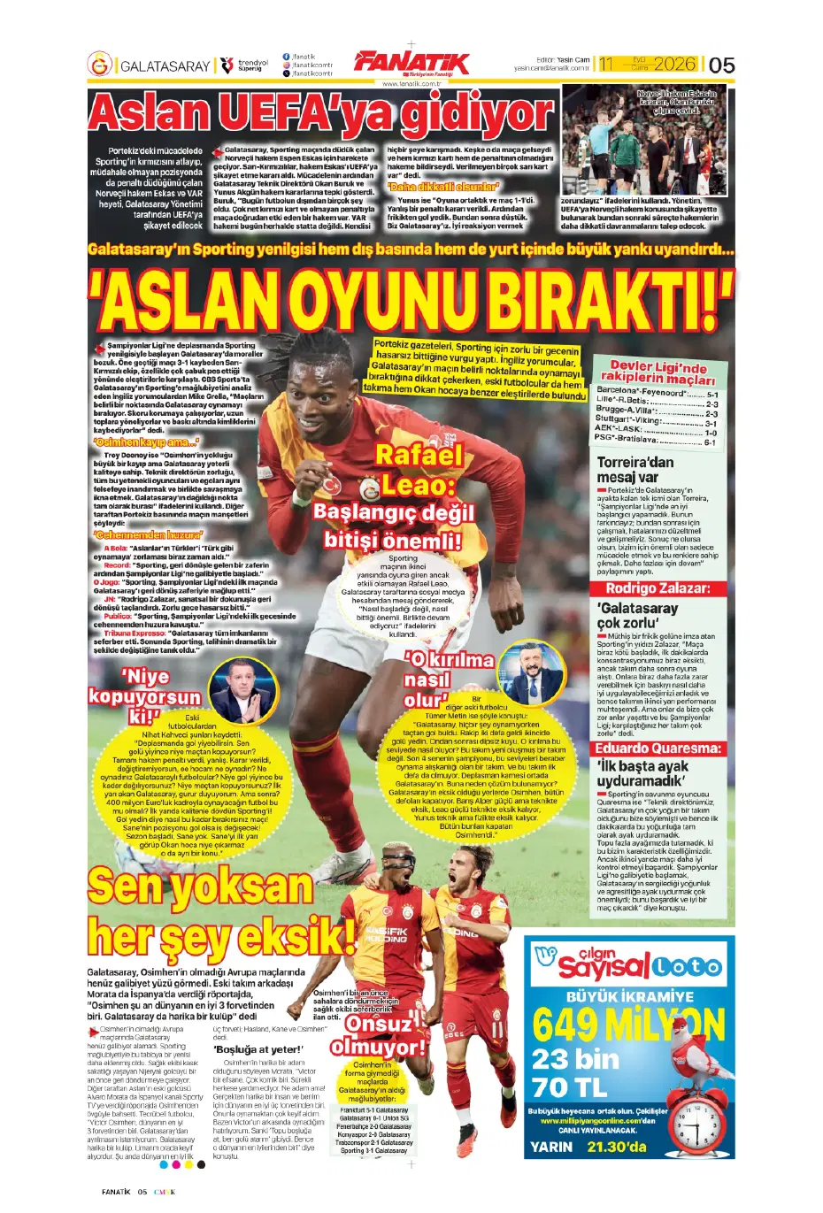 "İsmail Kartal gitti, geldi" | Sporun manşetleri - 14