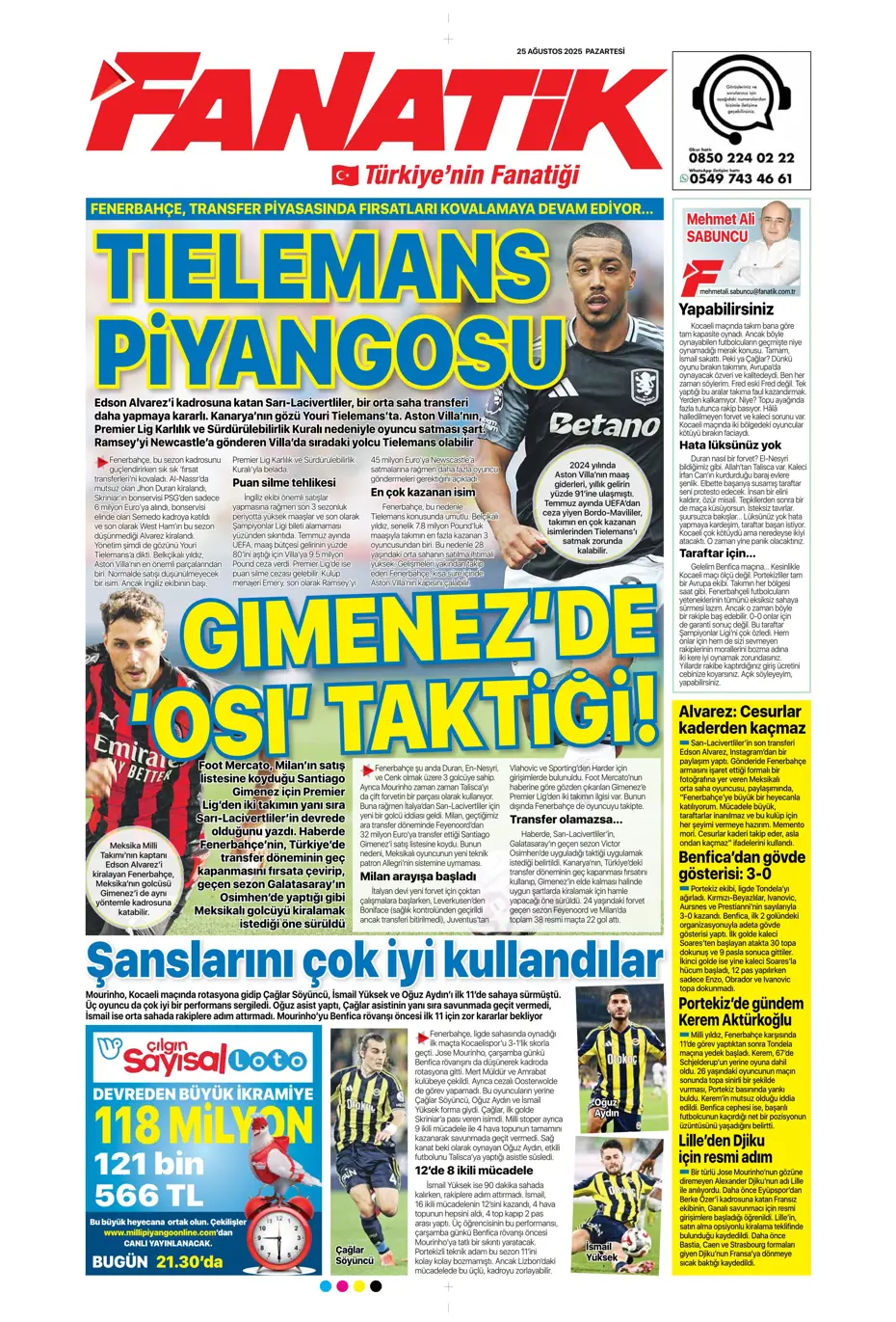 "Fenerbahçe'de Youri Tielemans tamam" | Sporun manşetleri - 31