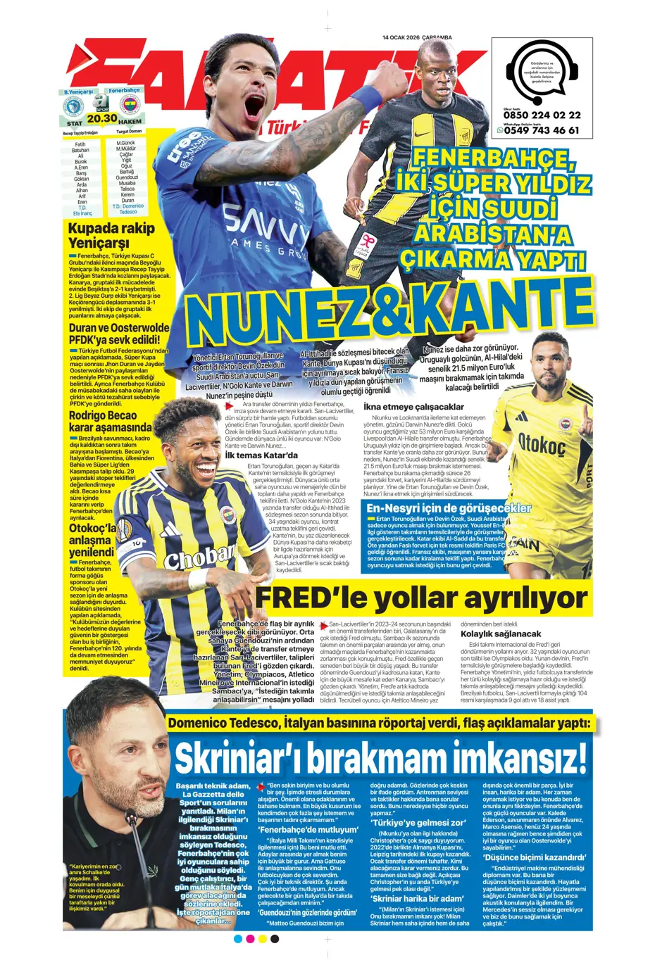 "N'Golo Kante Fenerbahçe'de" | Sporun manşetleri - 20