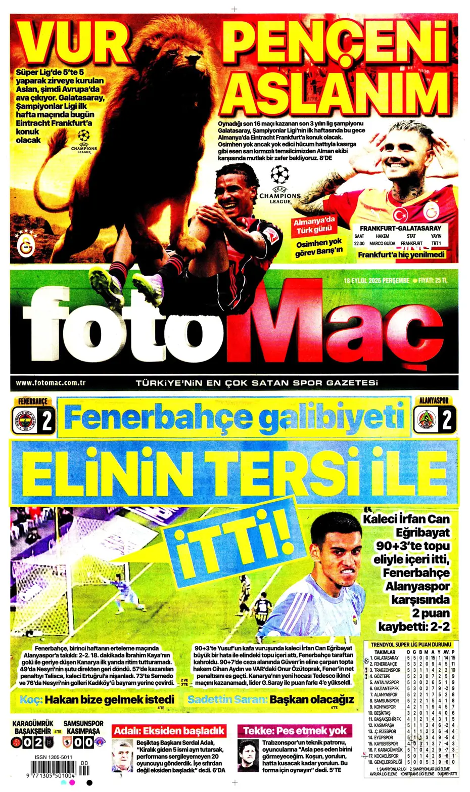 "Fenerbahçe 'Can' evinden vuruldu" | Sporun manşetleri - 19