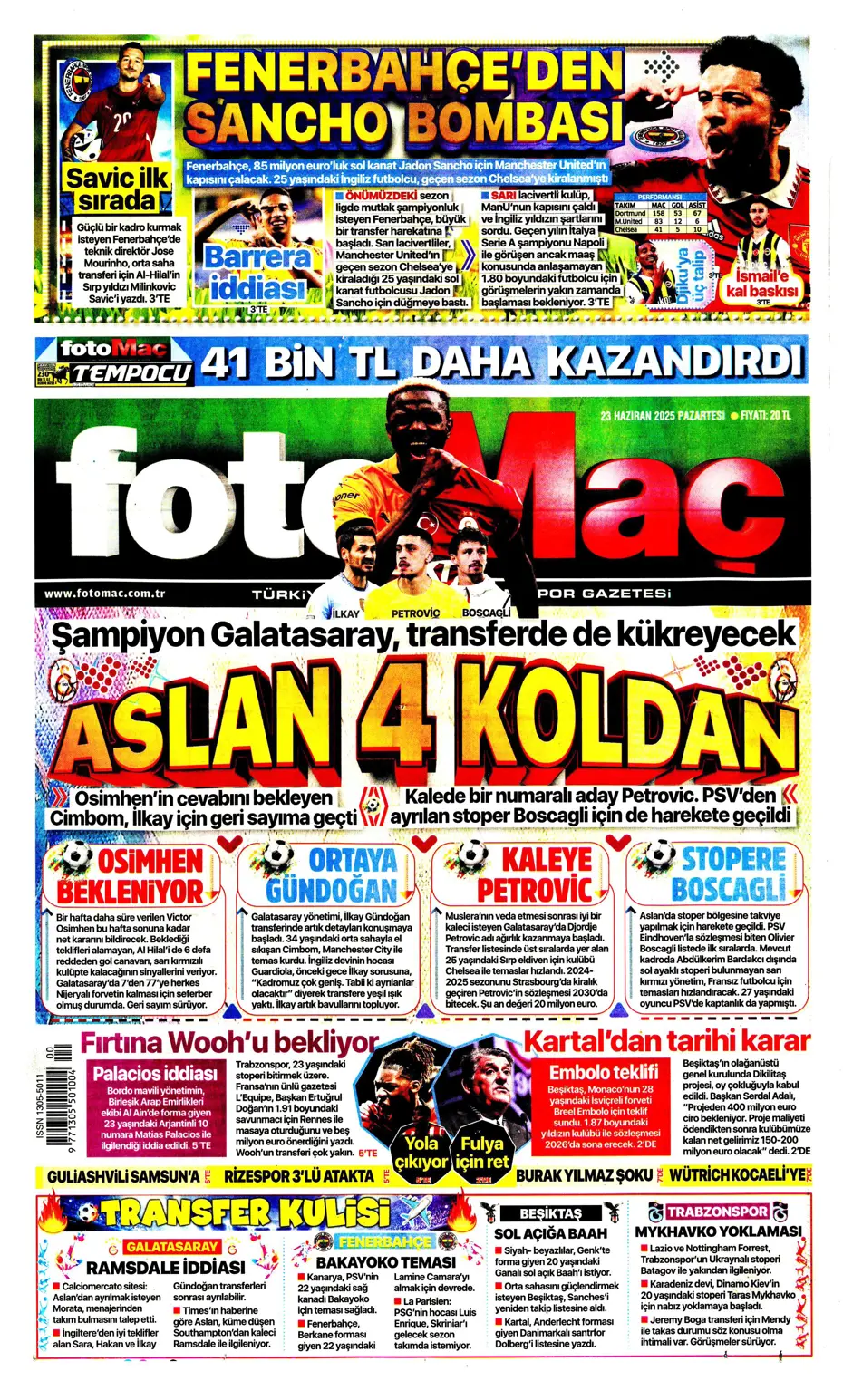 "Fenerbahçe'den Jadon Sancho bombası" | Sporun manşetleri - 26