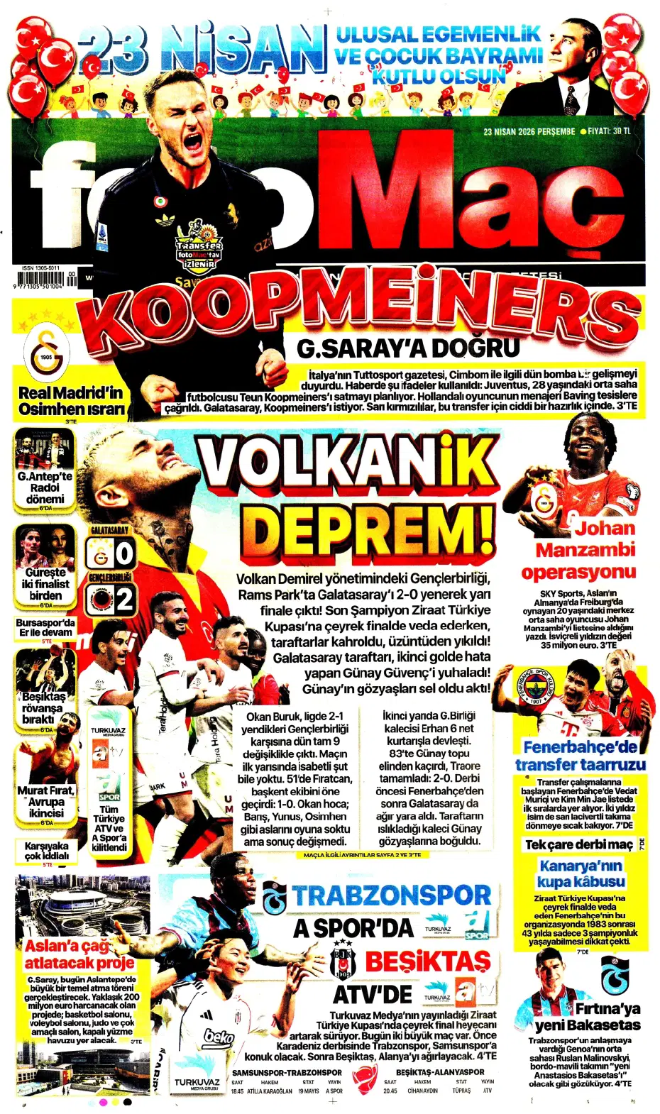 "Koopmeiners Galatasaray'a doğru" | Sporun manşetleri - 17