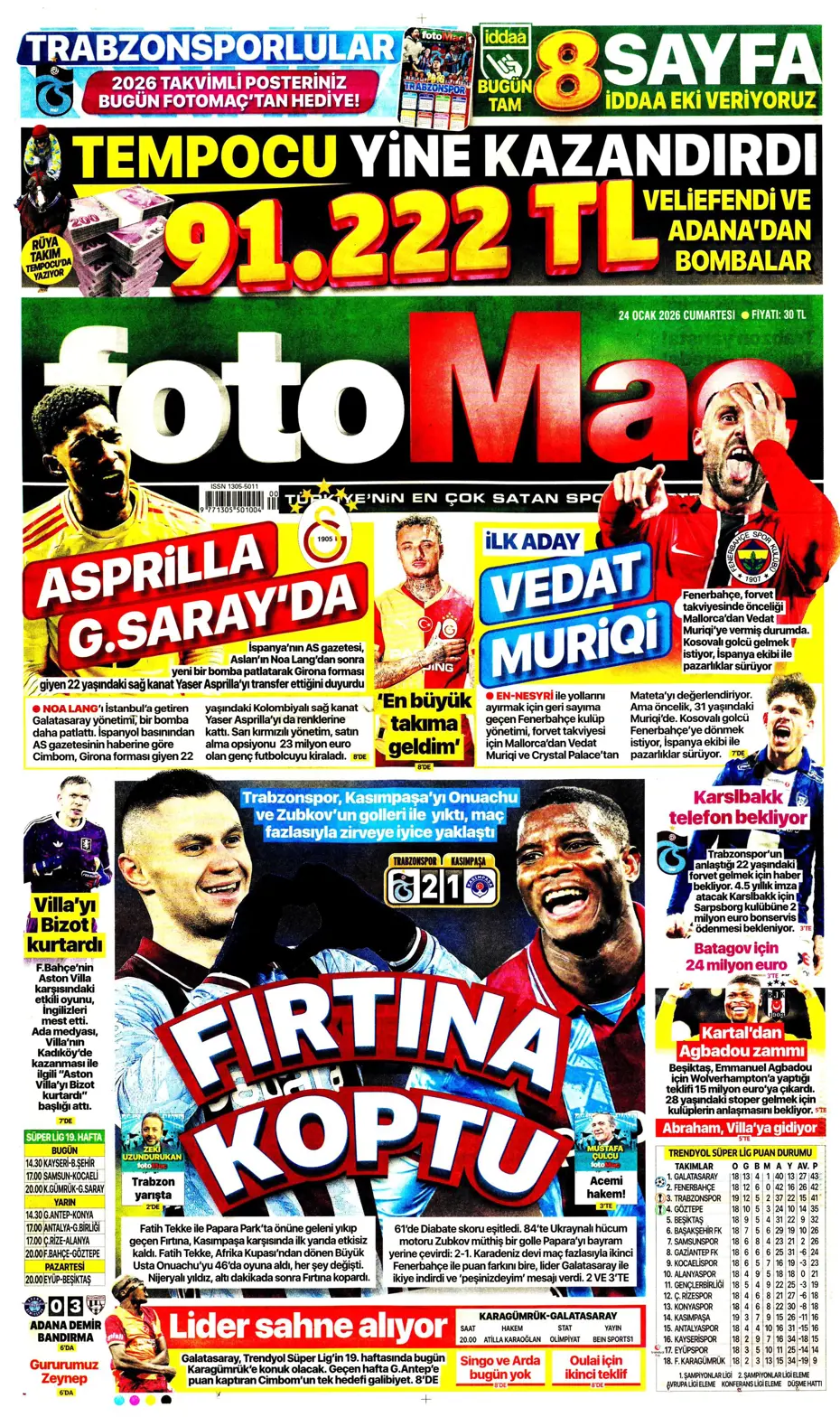 "Yaser Asprilla, Galatasaray'da" | Sporun manşetleri - 17