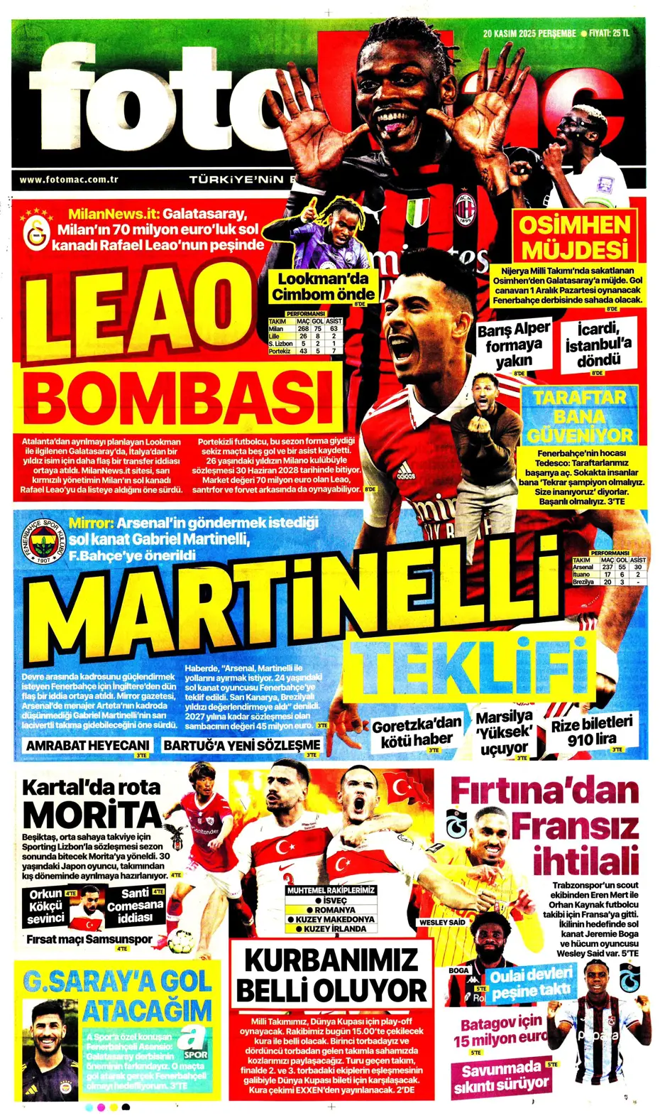 "Leao bombası" | Sporun manşetleri - 21