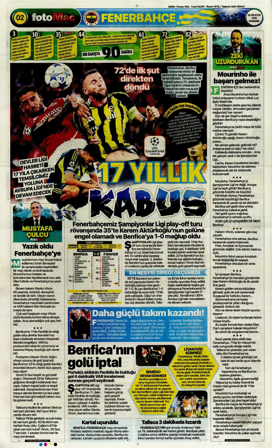 "Kerem Fenerbahçe'yi de Mourinho'yu da bitirdi" | Sporun manşetleri - 26
