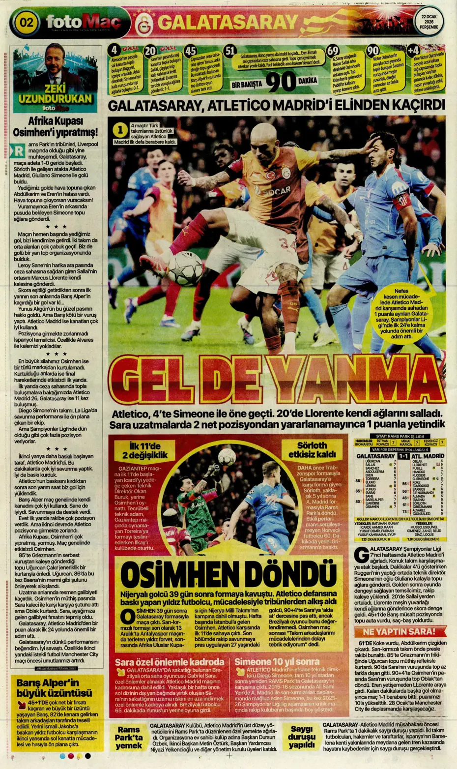 "Galatasaray'dan Atletico maçı sonrası 2 transfer birden" | Sporun manşetleri - 13