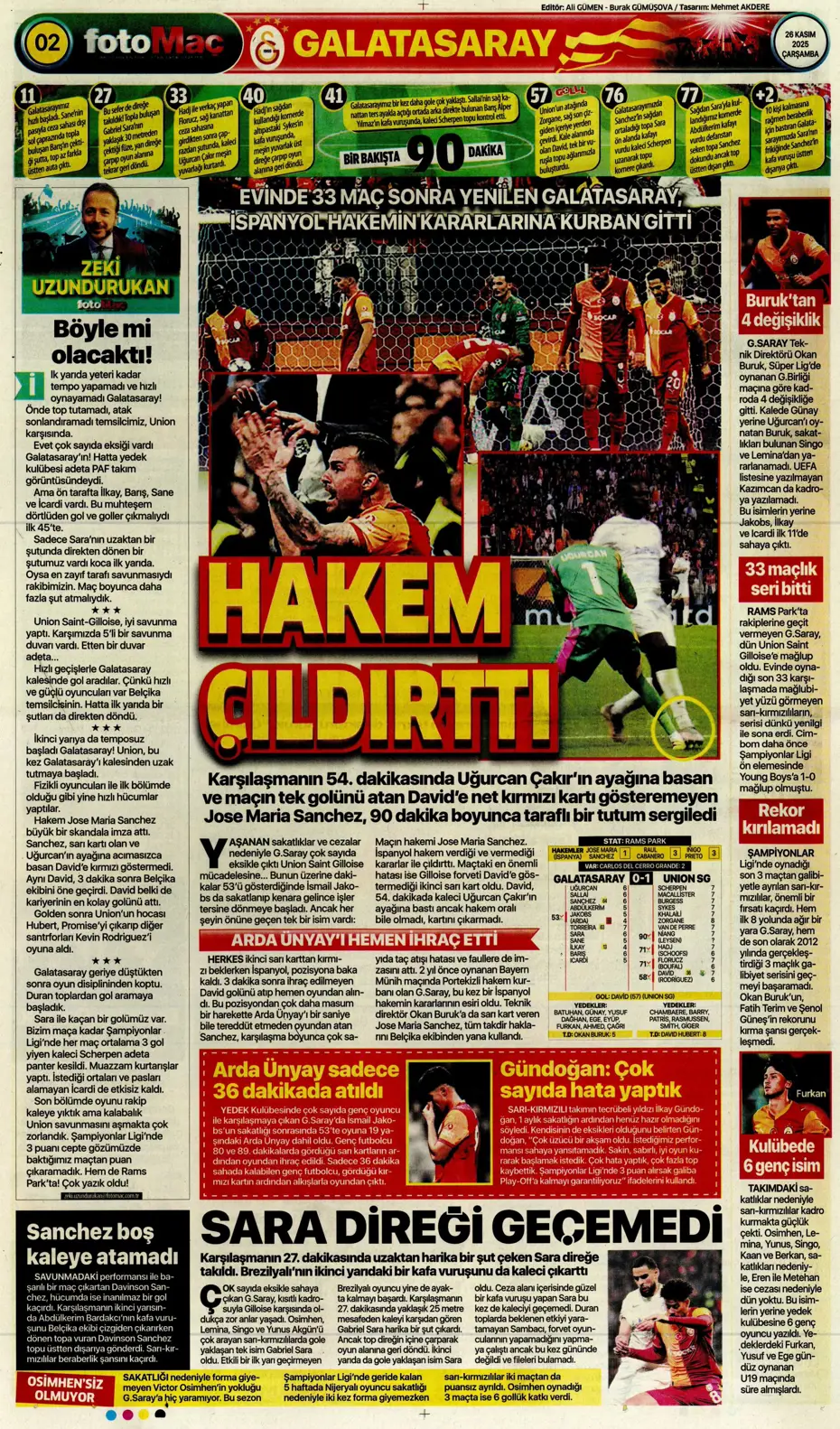 "Galatasaray Şampiyonlar Ligi'nde sakata geldi" | Sporun manşetleri - 26