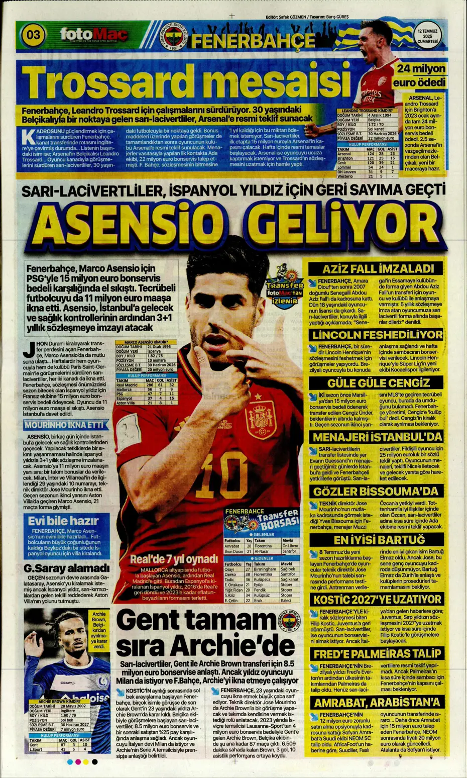 "Asensio ve Skriniar birlikte geliyor" | Sporun manşetleri - 22