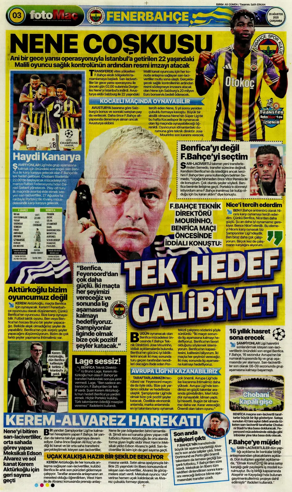 "Fenerbahçe'den Nene sonrası bir transfer daha" | Sporun manşetleri - 23