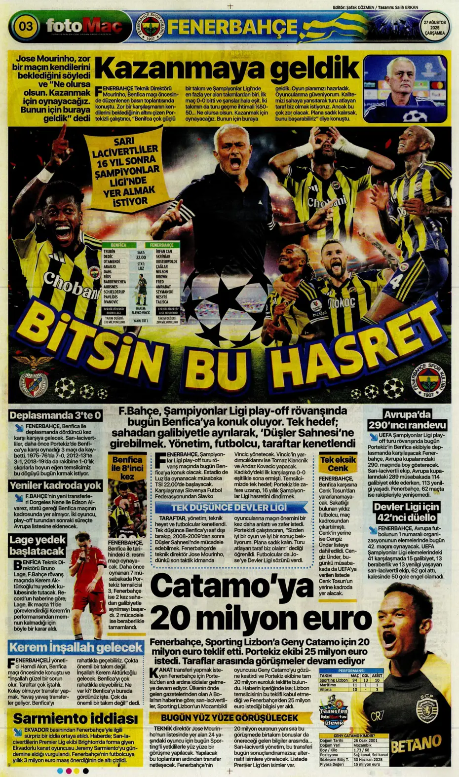 "Fenerbahçe'den 850 milyon euroluk tarihi hamle" | Sporun manşetleri - 22