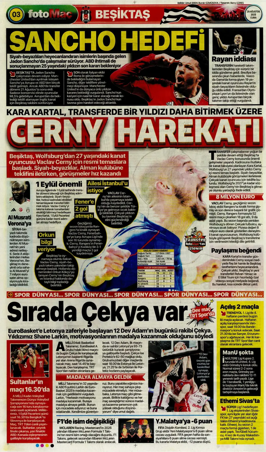 "Avrupa da gitti Solskjaer de" | Sporun manşetleri - 25