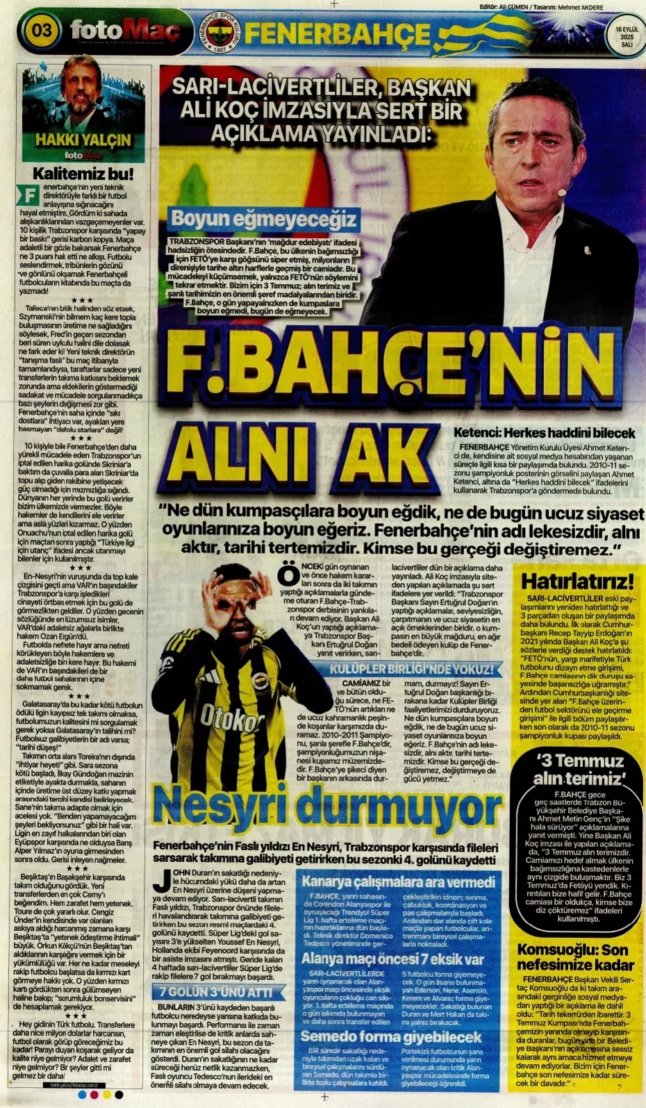 "Fenerbahçe'den David Alaba bombası" | Sporun manşetleri - 16