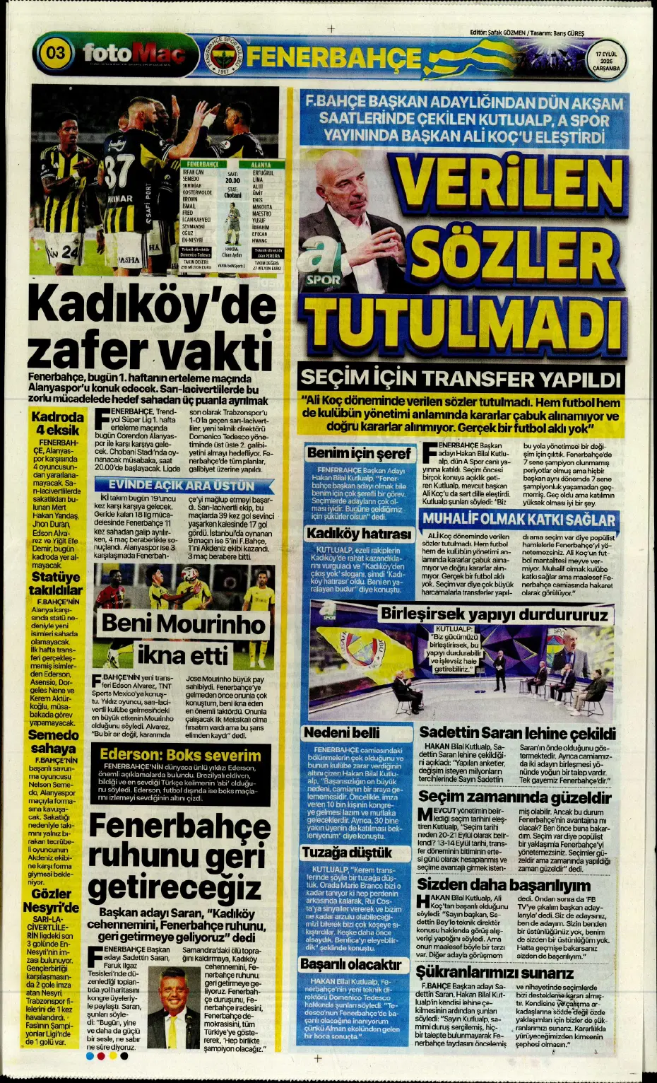 "Okan Buruk'un İlkay-Sane planı" | Sporun manşetleri - 15