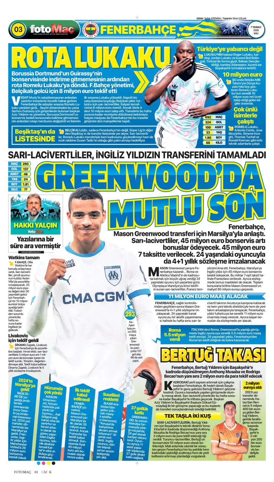 "Ve Greenwood, Fenerbahçe'de" | Sporun manşetleri - 21