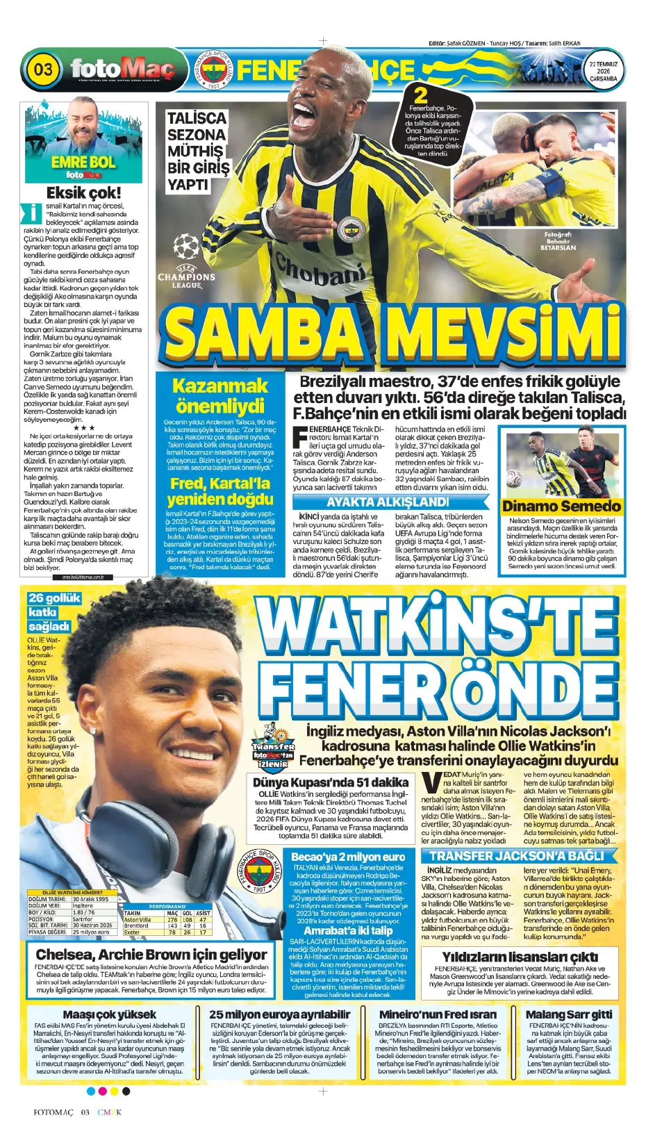 Ollie Watkins Fenerbahçe'ye geliyor | Sporun manşetleri - 14 Ollie Watkins Fenerbahçe'ye geliyor | Sporun manşetleri - 14