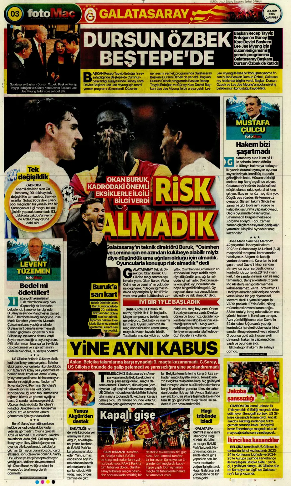 "Galatasaray Şampiyonlar Ligi'nde sakata geldi" | Sporun manşetleri - 25