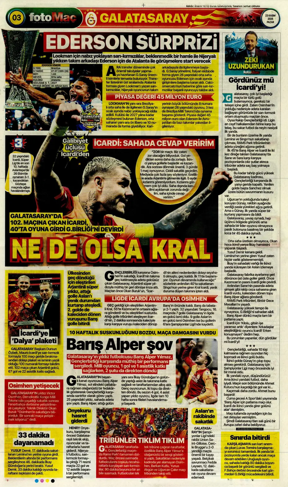 "Jadon Sancho bedavaya Fenerbahçe'ye" | Sporun manşetleri - 17