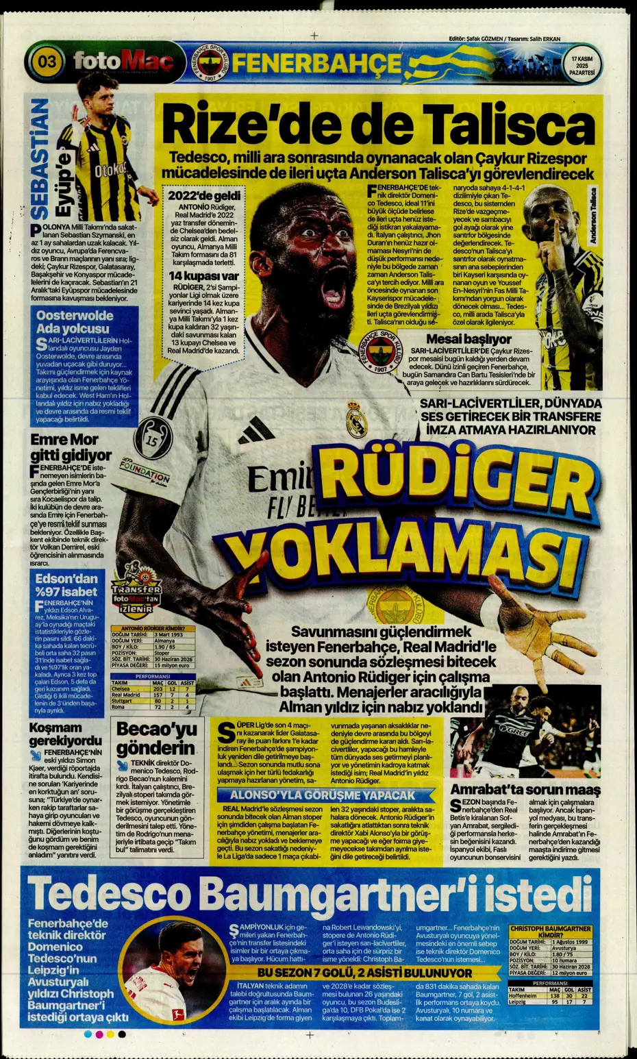 "Tedesco ilk bileti kesti: "Kendine takım bul" | Sporun manşetleri - 23 "Tedesco ilk bileti kesti: "Kendine takım bul" | Sporun manşetleri - 23