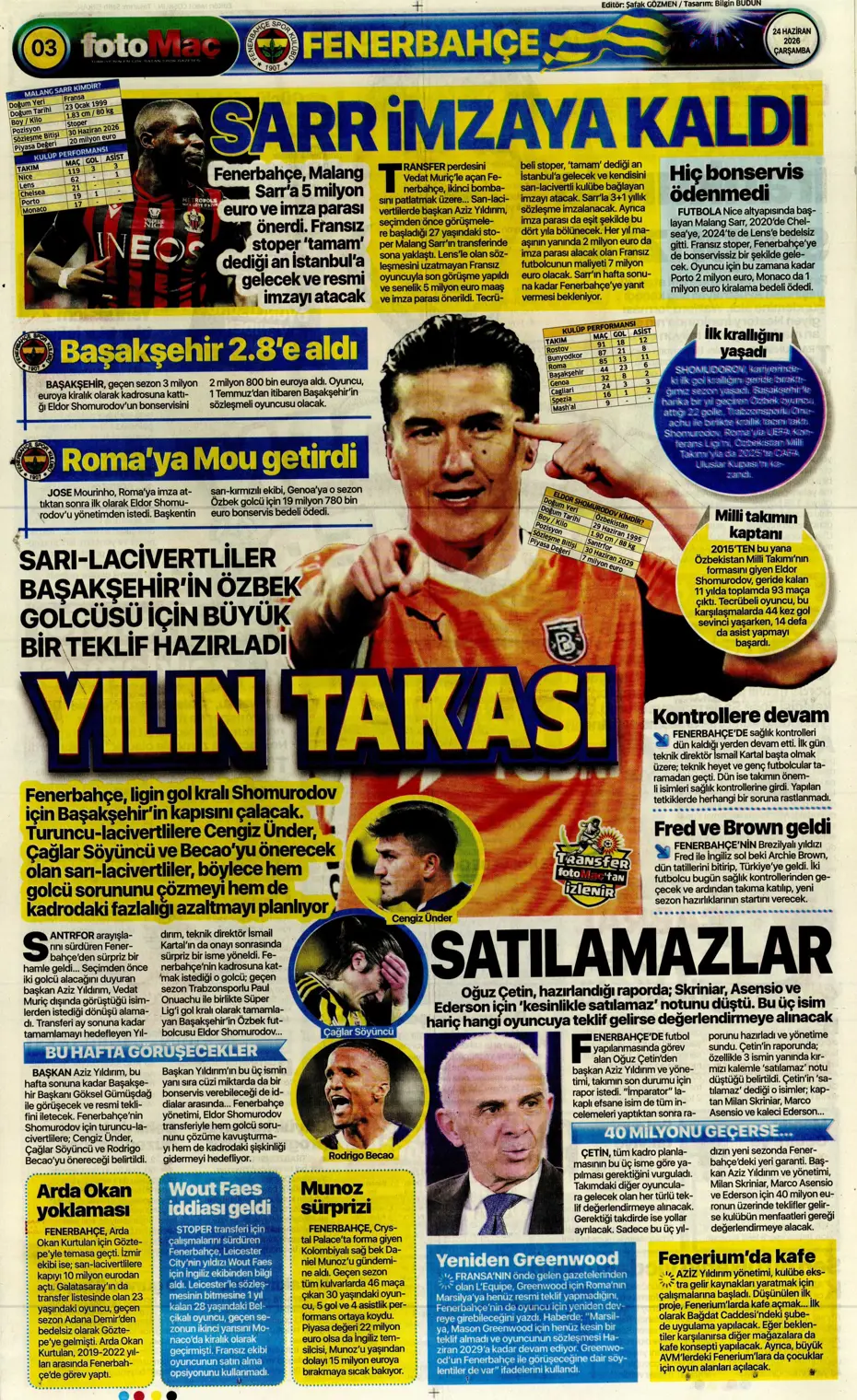 Shomurodov'a karşılık 3 isim! Fenerbahçe'den yılın takası | Sporun manşetleri - 5