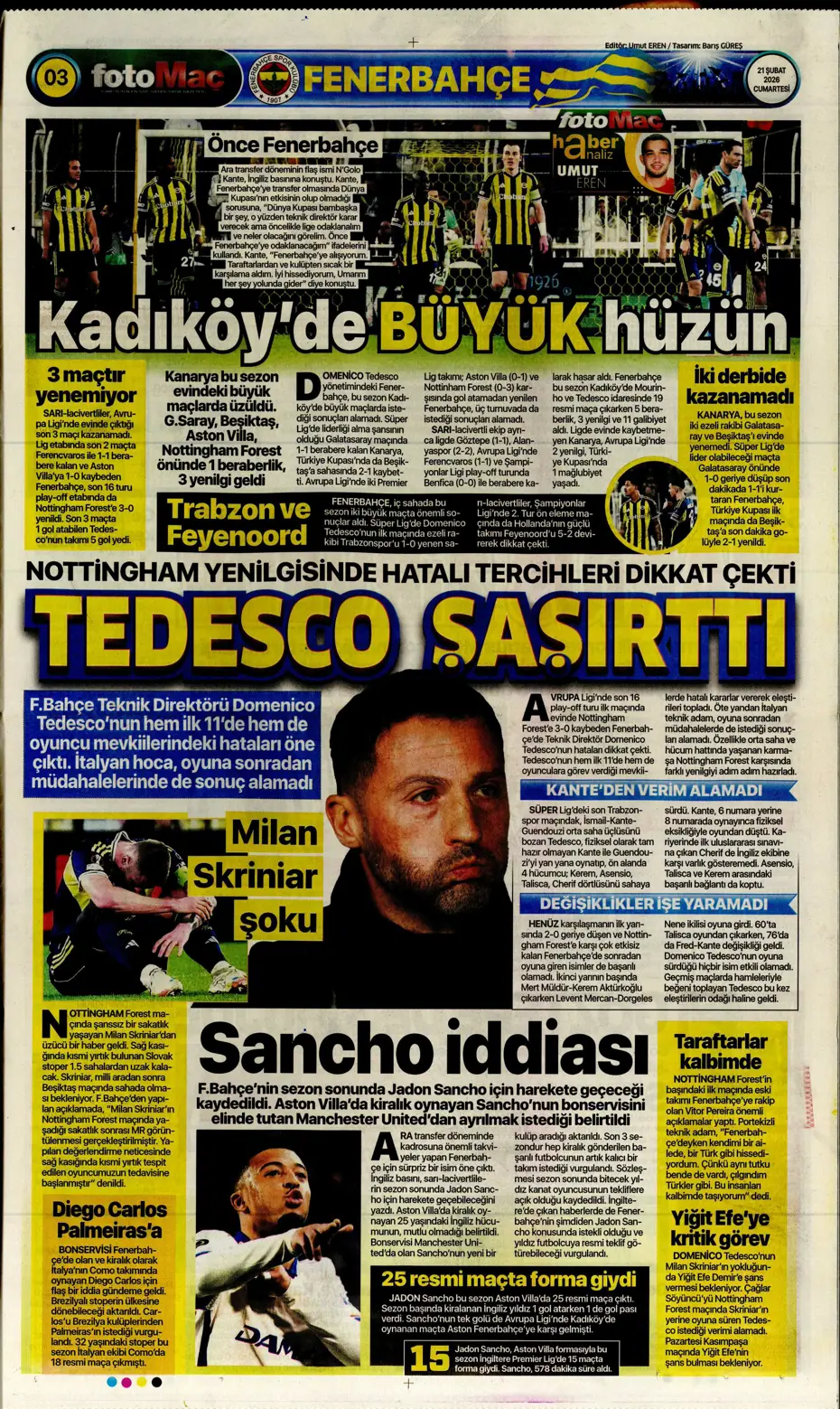"İlk transfer Altay Bayındır" | Sporun manşetleri - 13